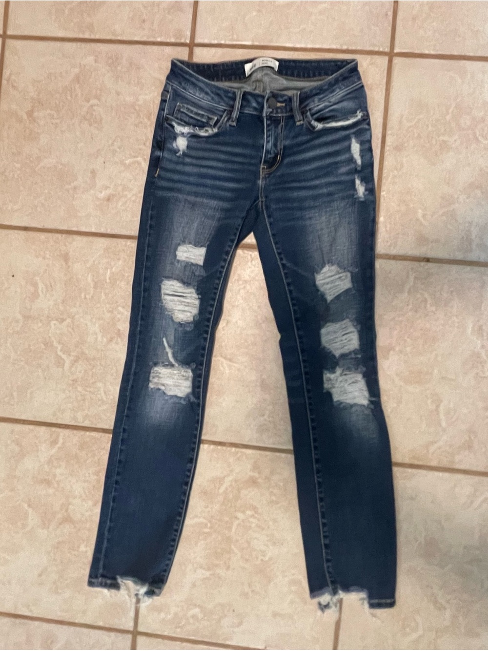 BKE Dark Blue Distressed Skinny Jeans